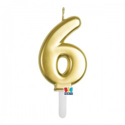CANDELINA NUMERO 6 TINY PLUMP ORO METAL 7cm