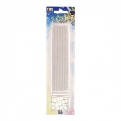 CANDELE MATITE C/SUPPORTO 15cm BIANCHE 12pz