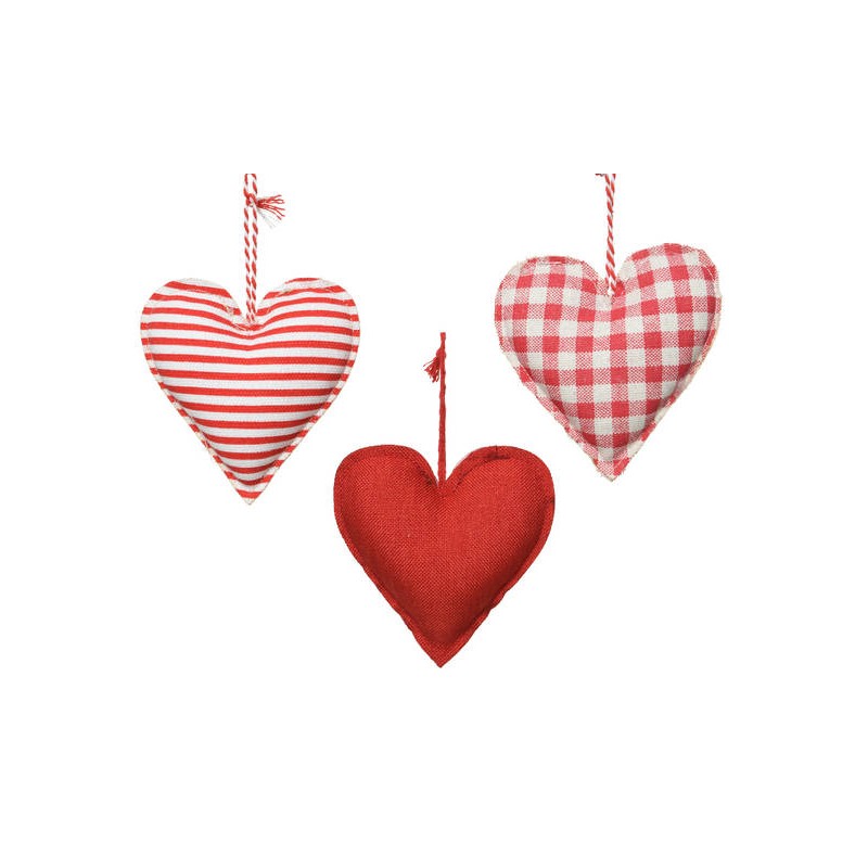 CUORI IN TESSUTO H.10cm MIX ASS.TI ROSSO-BIANCO 1pz