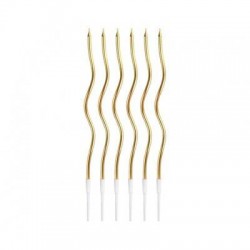 CANDELINE STELO CURLY 16cm METALLIC ORO 6pz