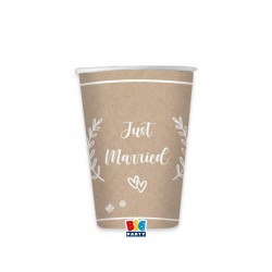 BICCHIERI CARTA 200cc JUST MARRIED KRAFT 8pz