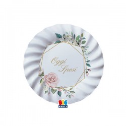 PIATTI CARTA PIANI ø20cm SPOSI FLORAL GEOMETRIC 8pz