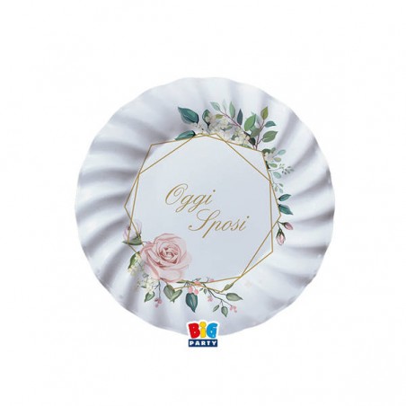 PIATTI CARTA PIANI ø20cm SPOSI FLORAL GEOMETRIC 8pz