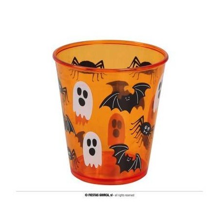 BICCHIERE PLASTICA HALLOWEEN ARANCIONE 18cm