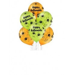 PALLONCINI LATTICE 12 30cm HALLOWEEN SPIDERS 6 pz