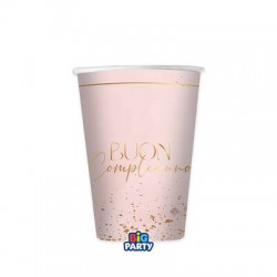 BICCHIERI 250cc BUON COMPLEANNO BLUSH ROSE 6pz