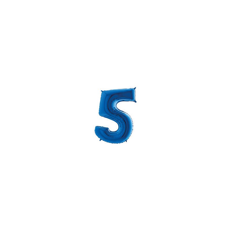 PALLONE NUMERO 5 MYLAR 102cm 40 BLU