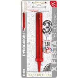 CANDELOTTO FESTA + PALLONCINO MYLAR N°3 H.13cm