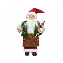 BABBO NATALE C/VINO E BICCHIERE H.30cm