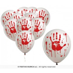 PALLONCINI BIANCHI 30cm  MANO INSANGUINATA 10pz