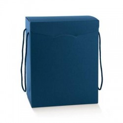 SCATOLA SEGRETO C/CORDINI 24,5x24,5x18cm FIBRA BLU
