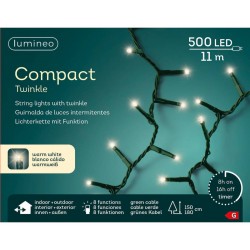 LED COMPACT 500 LUCI BIANCO CALDO 11mt INTERMITTENTI FILO...