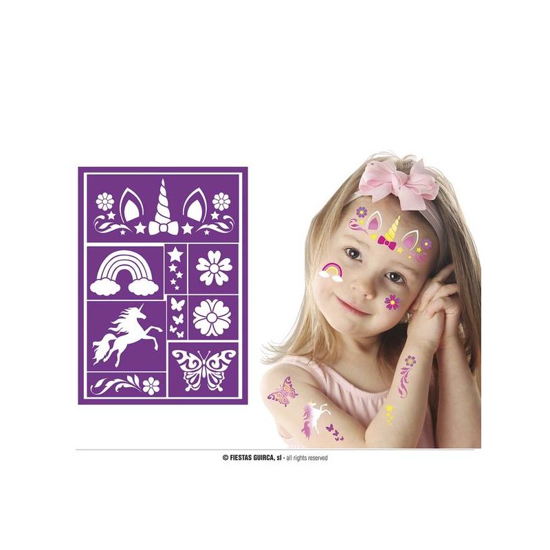 STENCIL PER TRUCCO BAMBINA 14x20cm UNICORNO