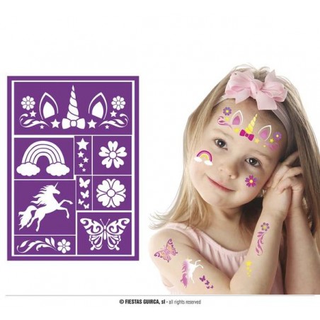 STENCIL PER TRUCCO BAMBINA 14x20cm UNICORNO
