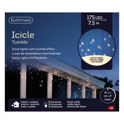 TENDA LUCE GHIACCIOLI 175 LED 7,5mt - FILO NERO - BIANCO...