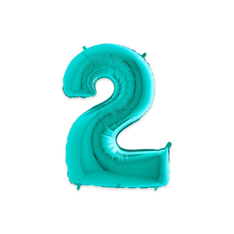 PALLONE NUMERO 2 MYLAR 102cm 40 ACQUAMARINA