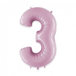 PALLONE NUMERO 3 MYLAR 102cm 40 ROSA