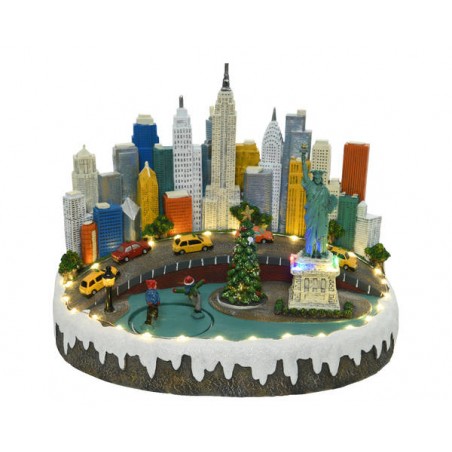 VILLAGGIO NEW YORK C/LUCE E MOVIMENTO POLIRESINA 26x33x25cm