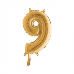 PALLONE NUMERO 9 MYLAR 36cm ORO