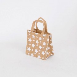 BORSA JUTA STELLINE 20+10x20cm BIANCO