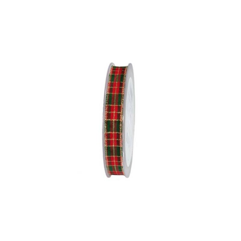NASTRO TESSUTO LAME' SCOZZESE mm25x20mt ROSSO-VERDE-ORO