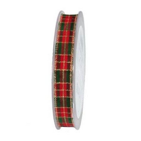 NASTRO TESSUTO LAME' SCOZZESE mm25x20mt ROSSO-VERDE-ORO