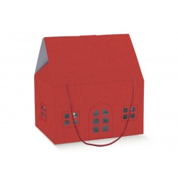 CASETTA C/CORDINI 33x25x19cm LINO ROSSO