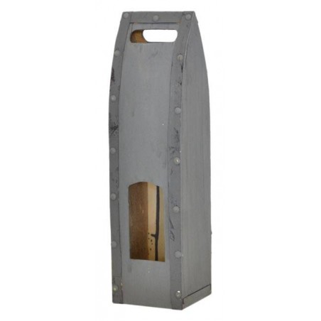 CASSETTA 1 BOTTIGLIA LEGNO PIRAMIDE GRIGIO CASL1207