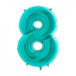 PALLONE NUMERO 8 MYLAR 102cm 40" ACQUAMARINA