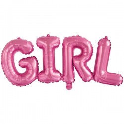 PALLONCINO MYLAR SCRITTA AD ARIA GIRL ROSA H.83cm