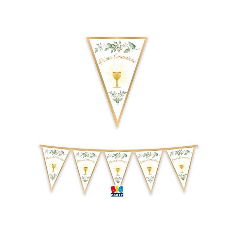 FESTONE BANDIERINE CARTA COMUNIONE OLIVE GREEN 30x300cm