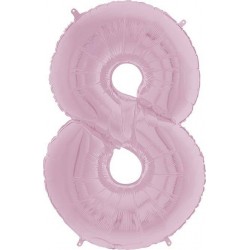 PALLONE NUMERO 8 MYLAR 66cm 26" ROSA PASTELLO