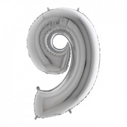 PALLONE NUMERO 9 MYLAR 102cm 40" ARGENTO