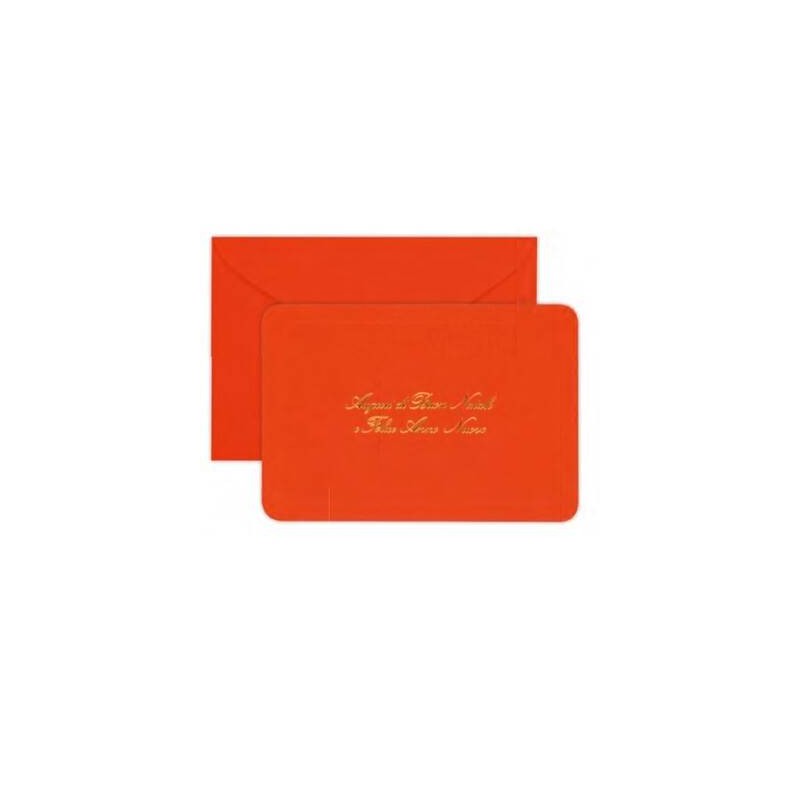 BIGLIETTI + BUSTA 16,8X11,1cm ROSSO C/STAMPA CALDO 50pz