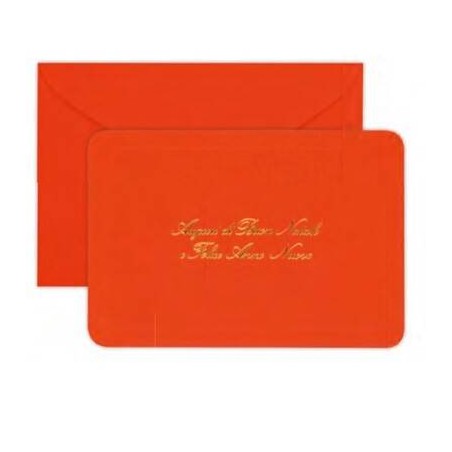 BIGLIETTI + BUSTA 16,8X11,1cm ROSSO C/STAMPA CALDO 50pz