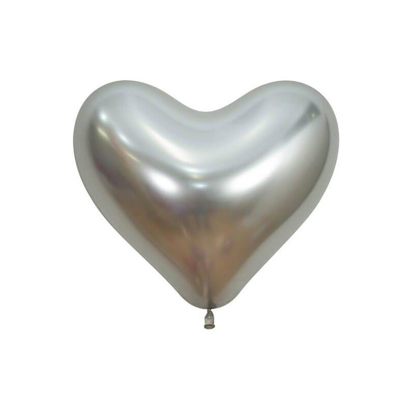 PALLONCINO CUORE ARGENTO REFLEX 14 35cm 12pz