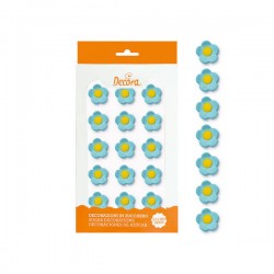 DECORAZIONI IN ZUCCHERO FIORELLINI CELESTI ø2cm 15pz