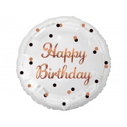 PALLONE MYLAR TONDO 18'' 45cm BUON COMPLEANNO ORO ROSA