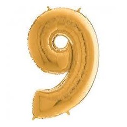 PALLONE NUMERO 9 MYLAR 66cm 26" ORO