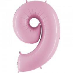 PALLONE NUMERO 9 MYLAR 66cm 26" ROSA PASTELLO