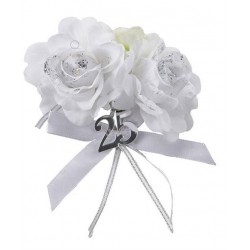 FIORI BIANCHI GLITTER ARGENTO CON APPLICAZIONE 25 PLEXY 10cm