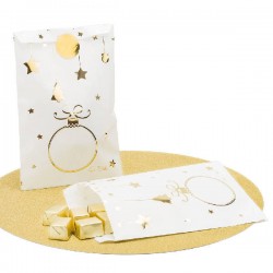 SACCHETTI CARTA STELLE CON STAMPA ORO 13x20cm 8pz