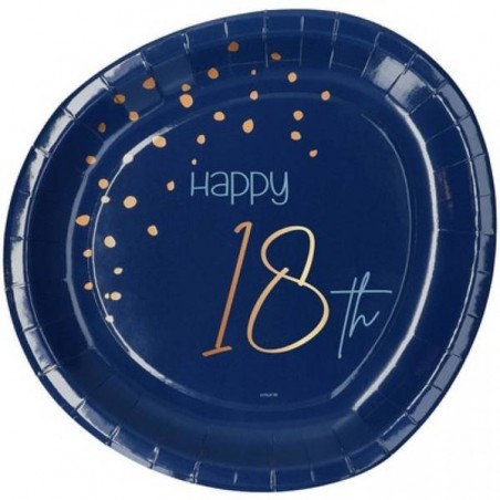 PIATTI CARTA 23cm 18 ANNI ELEGANT TRUE BLUE 8pz
