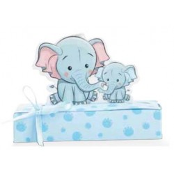 SCATOLA C/ELEFANTE MAMMA-BIMBO 10x3xH7,5cm 10pz