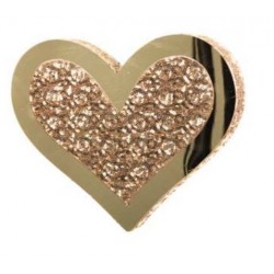 CUORE DA APPENDERE CON PAILETTES H.15cm ORO