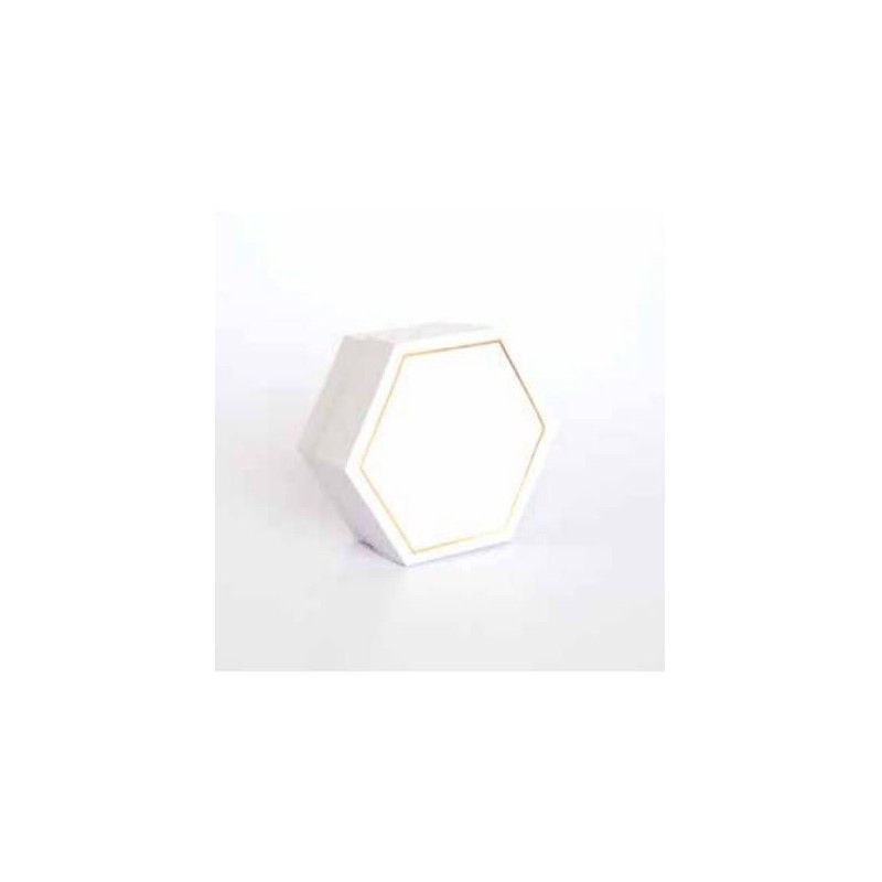 SCATOLA ESAGONALE C/DIVISORE INT. SEI SCOMPARTI 16x16x4cm ORO/BIANCO 5pz