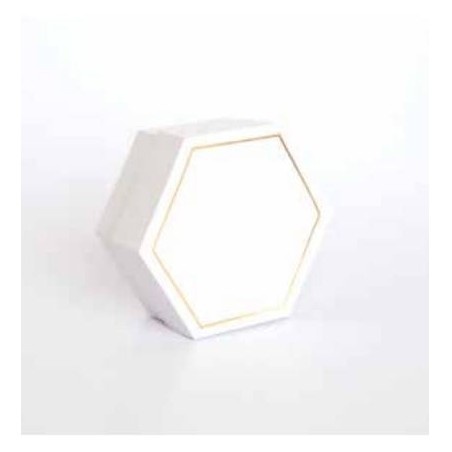 SCATOLA ESAGONALE C/DIVISORE INT. SEI SCOMPARTI 16x16x4cm ORO/BIANCO 5pz