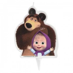 CANDELA PIATTA SAGOMATA MASHA E ORSO H.7,5cm ART.42077