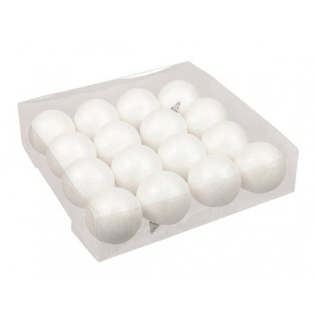 PALLINE PLASTICA ø6cm BIANCO GLITTER 16pz