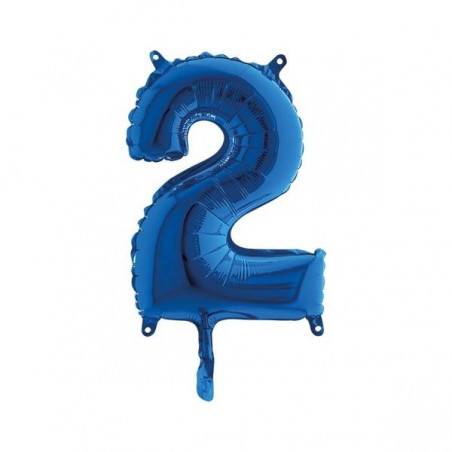 PALLONE NUMERO 2 MYLAR 14 36cm BLU